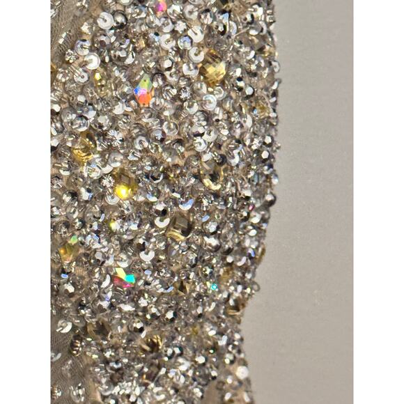 Mac Duggal Prom Formal Homecoming Nude Silver Size 2 NWT - Picture 9 of 10